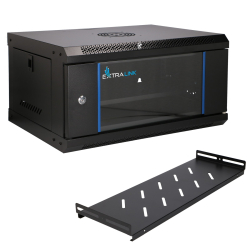 EXTRALINK LITE SZAFA 19" 4U 530X400 CZARNA + PÓŁKA