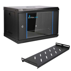 EXTRALINK LITE SZAFA 19" 6U 530X400 CZARNA + PÓŁKA