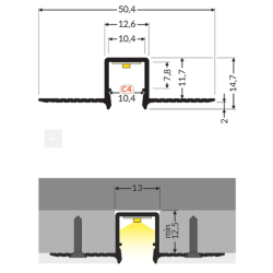 Opr.LED HIDE10 C4 profil 2m alu.sur. do szpachlowa-13881