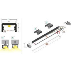 Opr.LED SLIM8 profil 2m A/Z al.sur. -14442