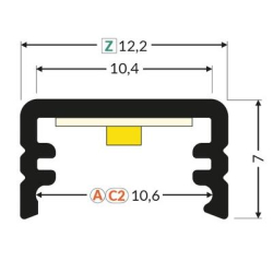 Opr.LED SLIM8 profil 2m A/Z al.sur. -14443