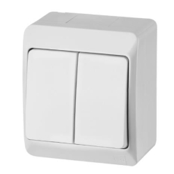Włącznik podwójny natynkowy biały IP44 10A 250V