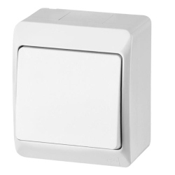 Włącznik pojedyńczy natynkowy biały IP44 10A 250V