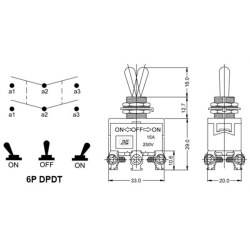 Przeł.T-23BS ON-OFF-ON 6n 3p 15A 250VAC -14954