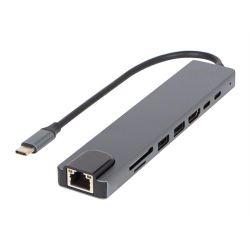 Rozgałęźnik USB-C HUB RJ45 + HDMI 100W K-08