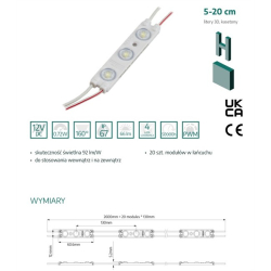 LED moduł 2835 x3 12V 0,72W  b.zimny-15809