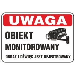 Tablica OBIEKT MONITOROWANY OBRAZ I DŹWIĘK 25x17mm