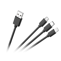 USB kabel USB Lightning + micro + C 1,2m 3w1
