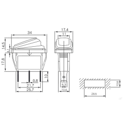 Przeł.KCD3-R ON-OFF podśw. 250V IP65-16311