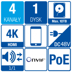 Rejestrator BCS-L-NVR0401-4KE-4P(2) 4xPoE